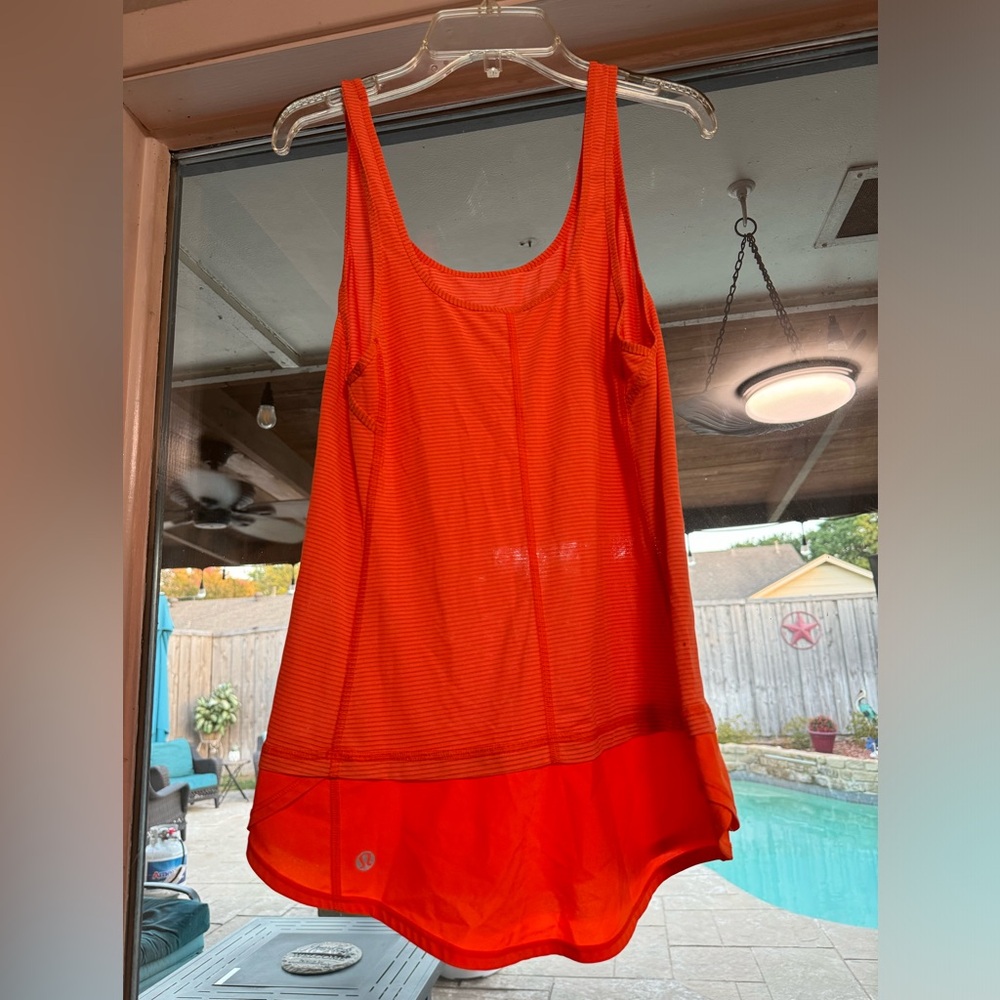 Lululemon RUN:Mod Moves Singlet Sz4 Pizzazz Orange Tank Top Anti Stink-Rare